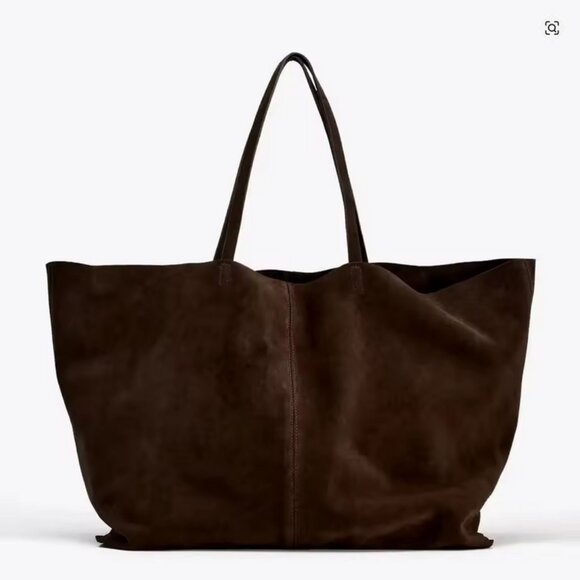 New Trending Large Faux Suede Tote Bag - Picture 1 of 13